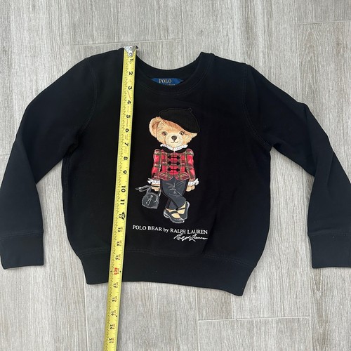 Polo Ralph Lauren Girls Polo Bear Fleece Crewneck Sweatshirt Size 7 Black Classy - Picture 6 of 9