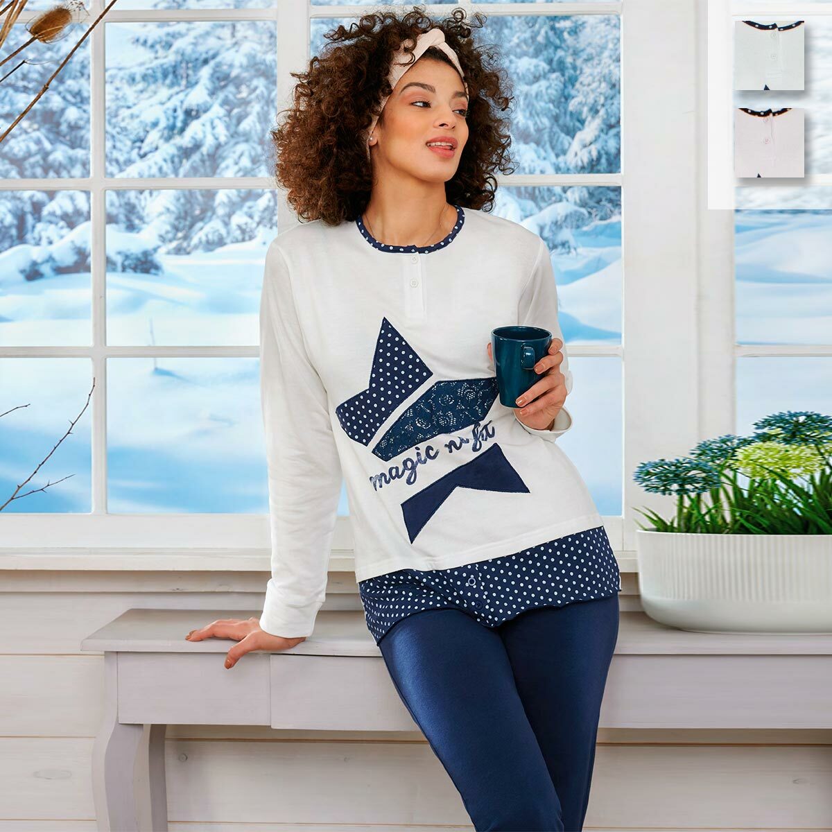 Pigiama donna Oronero in Caldo cotone OD1029F W455