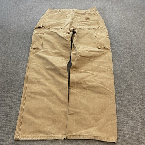 Carhartt B11 Pants Mens 33 Fits 32x32 BRN Carpenter Distressed Wide Leg Baggy