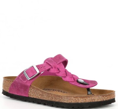 pinky＊ Birkenstock Braided Oiled Piink Leather Gizeh Sandals EU 39