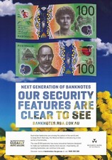AUSTRALIA NEW $100 2020 RBA Security Info Sheet -Folded