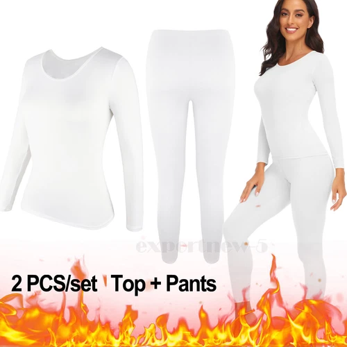 Womens Winter Ultra-Soft 2 Pc Thermal Set Top and Bottom Long Underwear Warm - Picture 16 of 27
