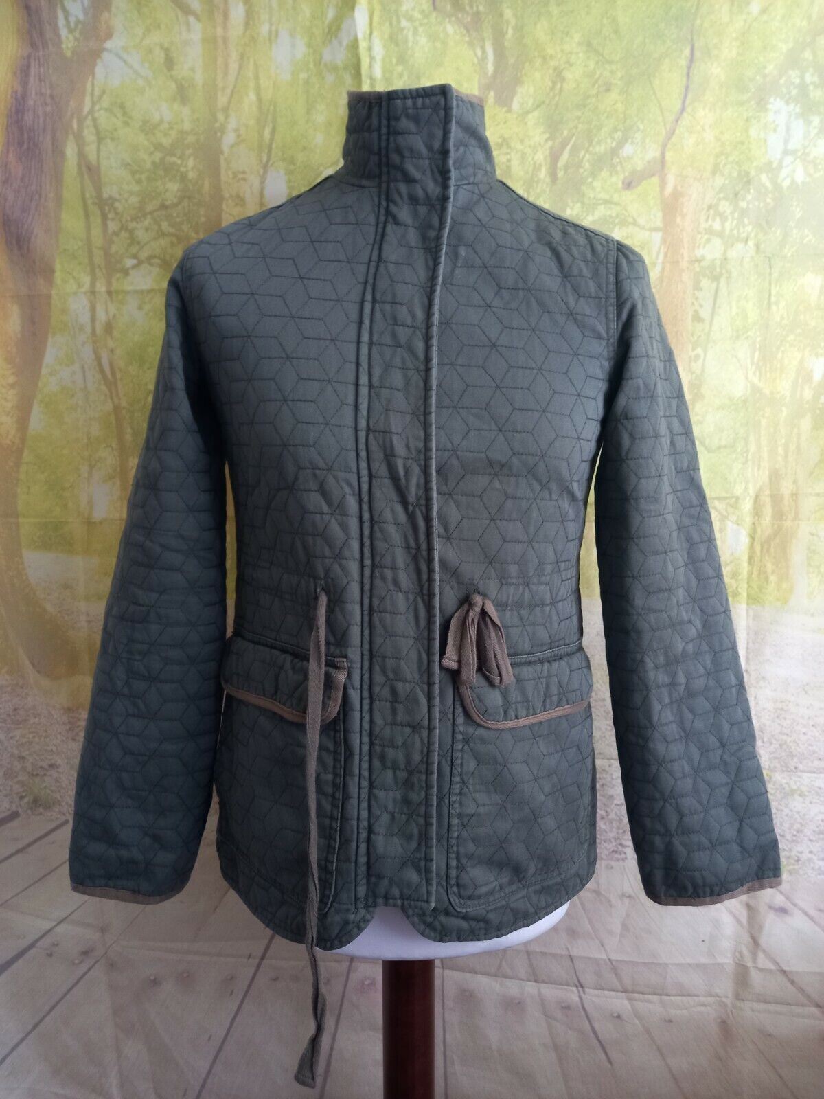 White Stuff green cube pattern 100% cotton Jacket… - image 1