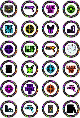 Lasertag Tortenaufleger Party Deko Muffin Bild Cupcake Geburtstag neu essbar