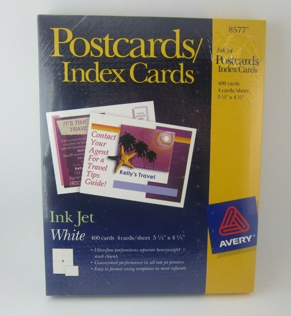 AVERY INKJET 400 POSTCARDS/INDEX CARDS 4 CARDS/SHEET5 1/2" x 4 1/4