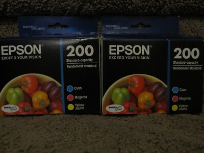 Lot of 2 Epson T200520 Cyan Magenta Yellow Ink Cartridge Genuine # 200 06.2026