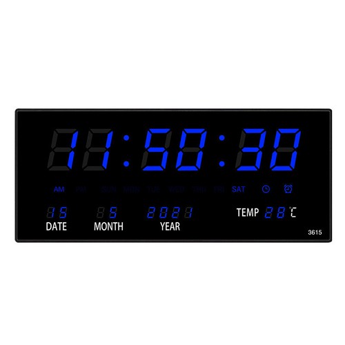 Digital LED Large Display Wall Desk Alarm Clock With Calendar Temperature Date - Picture 15 of 15