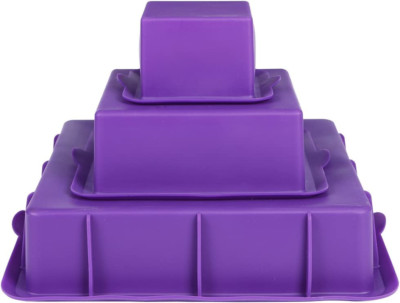 Webake Square Cake Pan Set Silicone Cake Mold Baking Pans for 3 Tier Cake Layer 