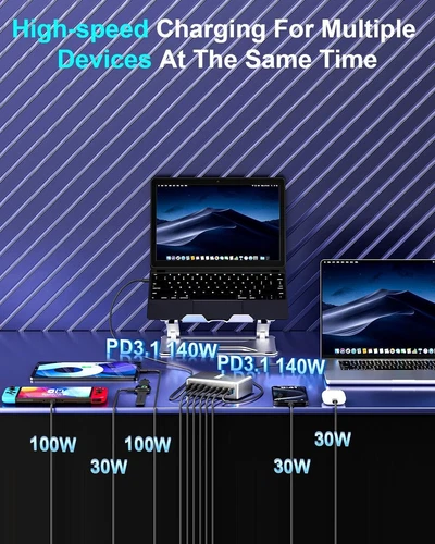 600W GaN Fast Charging Station β USB-C PD Desktop Charger for iPhone & Laptops - Picture 6 of 8