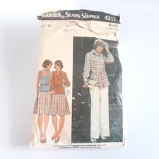 Butterick 4211 Misses Shirt Jacket Tank Top Skirt Pants Pattern Size 12 Cut