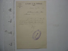 1912 invoice LYCEE JB DUMAS Alais a Prefet du Gard Information about a student