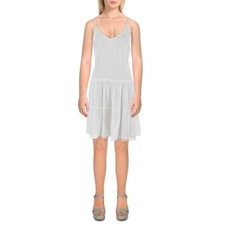 Raviya Women's Lace Trim Above Knee Gathered Sundress, White, XL