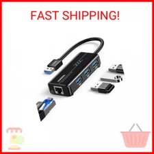 UGREEN USB 3.0 Hub Ethernet Adapter 10 100 1000 Gigabit Network Converter with 3