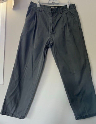 Retreat Mens Pants 36x30 Pleaded Grey Straight Leg 100% Cotton Relax Fit