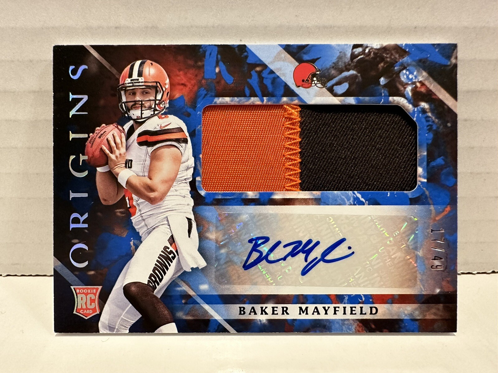Baker Mayfield Panini Origins #105 Jumbo Patch Autograph