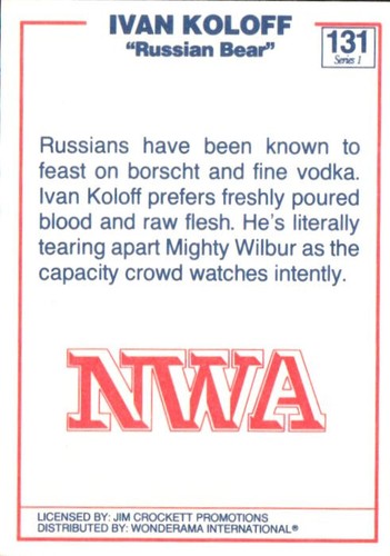 Tarjeta de lucha libre Wonderama 1988 NWA #131 Ivan Koloff - Imagen 2 de 2