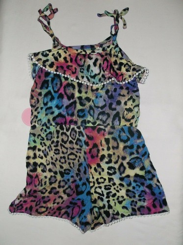 1st Kiss girls M (10-12) multi-color leopard print flounce cami romper nwt - Picture 2 of 2