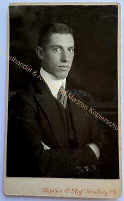 orig. CDV Foto Fotografie Bild alt Herr Mann Mode um 1910 Freiburg Breisgau