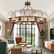 6/8-Light Modern K9 Crystal Chandelier Ceiling Pendant Lighting Black/Brown/Gold