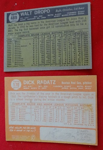 Dick Radatz & Walt Dropo Signed Topps Cards (1964,1961) & Signed Show Program - Picture 3 of 5