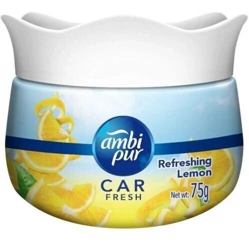 Ambi Pur Gel Ambientador Coche, Limón Refrescante, Aroma Refrescante Continuamente 75GM