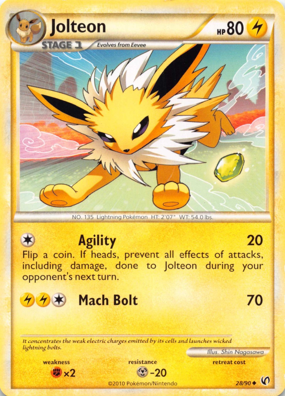 Jolteon 28/90 Uncommon HGSS Undaunted Pokemon Lightly Played