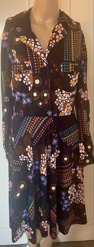 Vestido de día original vintage años 70 estampado psicodélico - talla 10/12 - Imagen 1 de 11