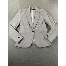 Zara Womens Navy White Striped Single Button Blazer Jacket Size 6 913