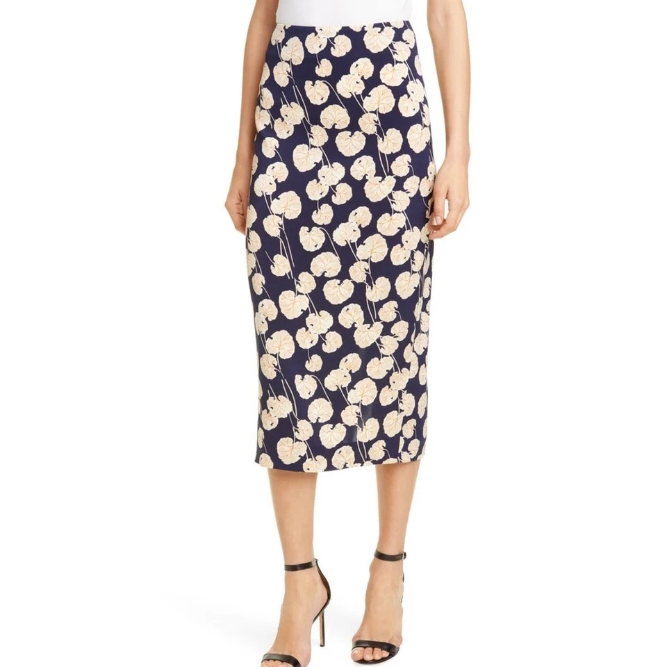 Diane Von Furstenberg Women's Kara Floral Pencil Midi Skirt Size 8 Navy Blue - Image 2 of 4