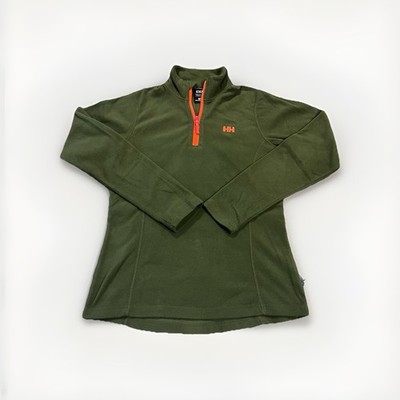 Helly Hansen Fleece Sweater Womens Medium Green Polartec Quarter Zip Pullover