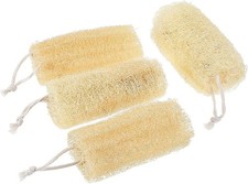 4PCS Natural Loofah Sponge Set Dye Free Exfoliating Body Scrubber Organic Luffa