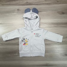 Disney Baby Boys Girls Mickey Mouse Hoodie Zip Up Ears Gray 18M