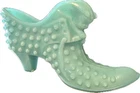 Vintage Fenton Blue Slag Cat Head / Hobnail Glass (Marble)  Slipper/Shoe. Mint