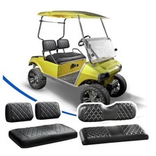 Golf Cart Seat Fits Club Car DS Pre-2000 Front and Rear Black Black Stitch