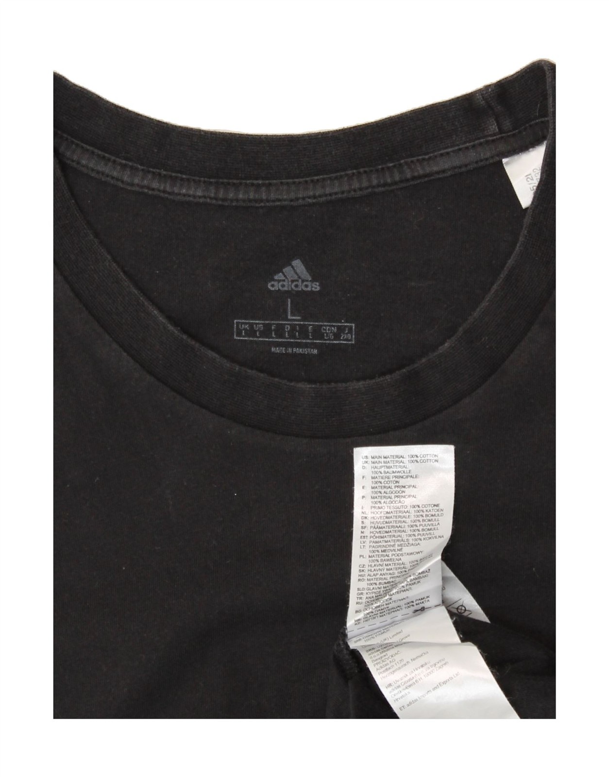 ADIDAS Mens T-Shirt Top Large Black Cotton D106 thumbnail 3