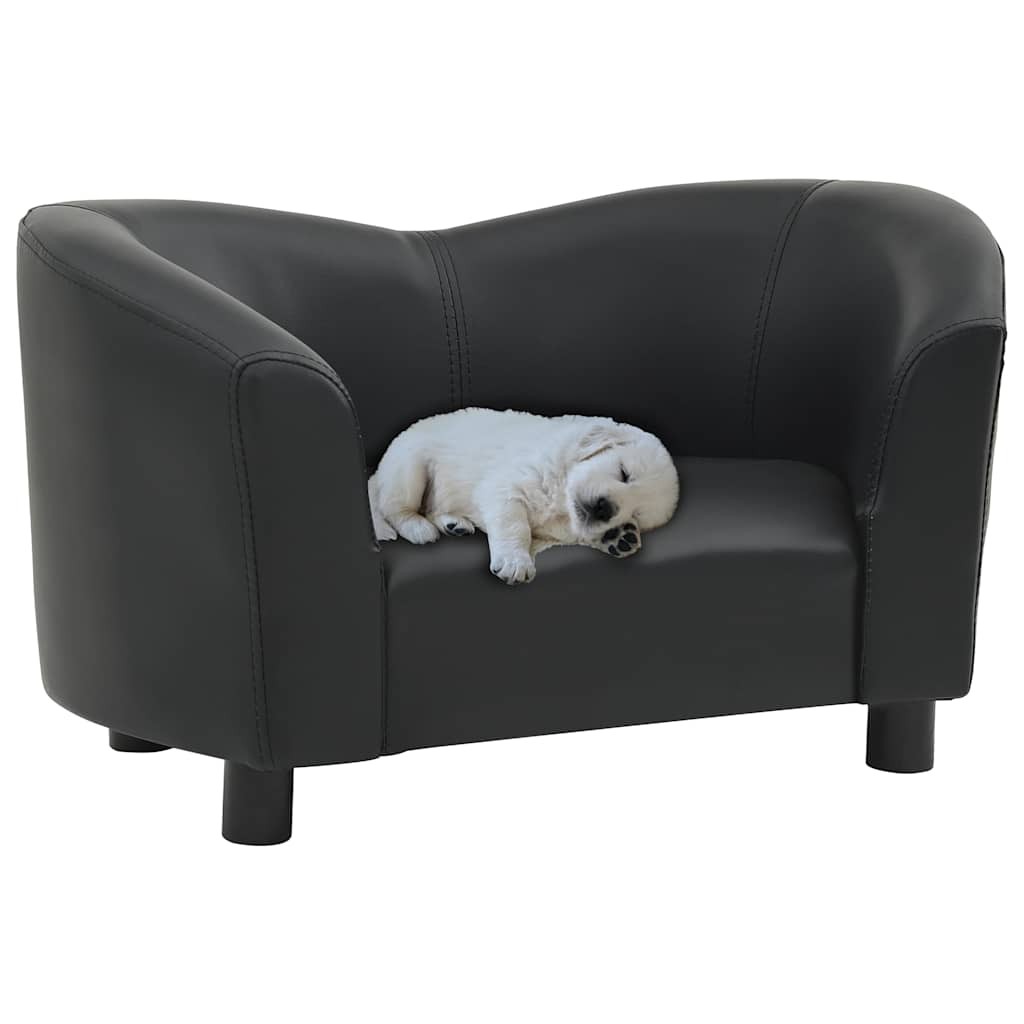 Cuccia Divano per Cani Nero Similpelle 67x41x39cm | Ergonomico