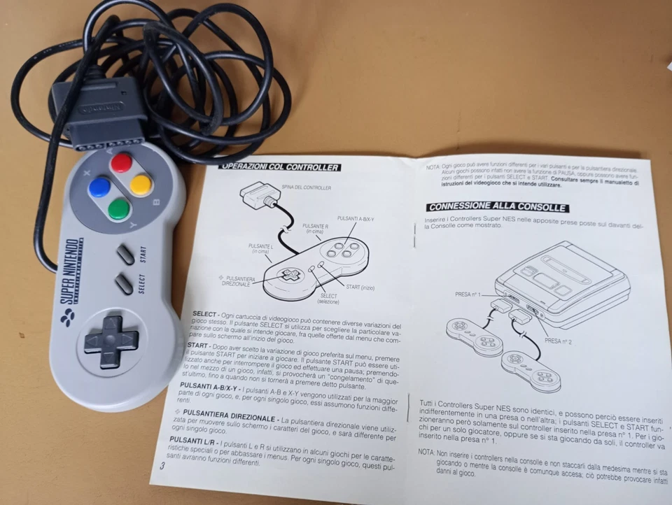 Controller originale Super Nintendo SNES PAL GIG + libretto istruzioni italiano - Immagine 2 di 4