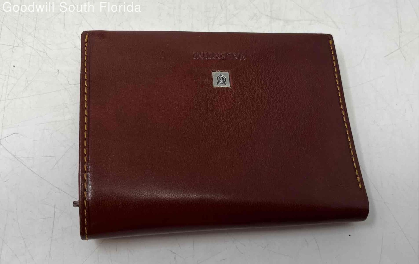 Valentini Womens Brown Leather Credit Card Slots Folding Bifold Wallet