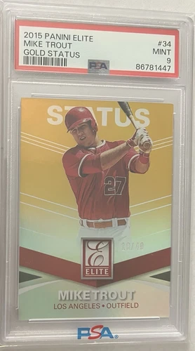 2015 Panini Elite Baseball Status Gold Mike Trout Card #34 #18/49 Psa 9