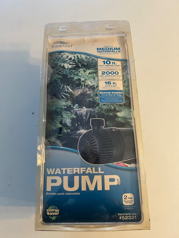 Total Pond medium pump 52321# 2000 GPH 10 ft ht- NEW sealed