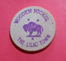 Lilac Town wooden nickel Lombard Illinois USA 1869 1969 souvenir coin Centennial