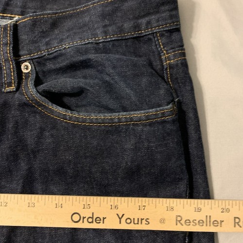 Pantalones de mezclilla Old Navy para hombre 32x34 azul oscuro índigo recto tiro medio elástico preppy papá - Imagen 12 de 18