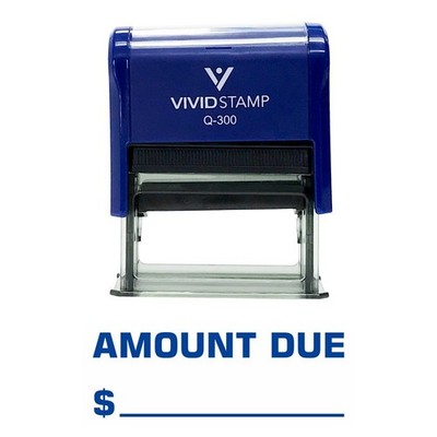 Amount Due Self Inking Rubber Stamp Blue Ink Office Stationary Large
