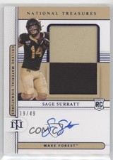 2021 National Treasures Collegiate Century Blue 19/49 Sage Surratt #59 Auto 0vh7