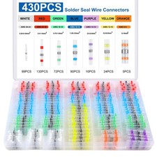 430PCS Solder Seal Wire Connectors, Durable Heat Shrink Butt Wire Connector, ...