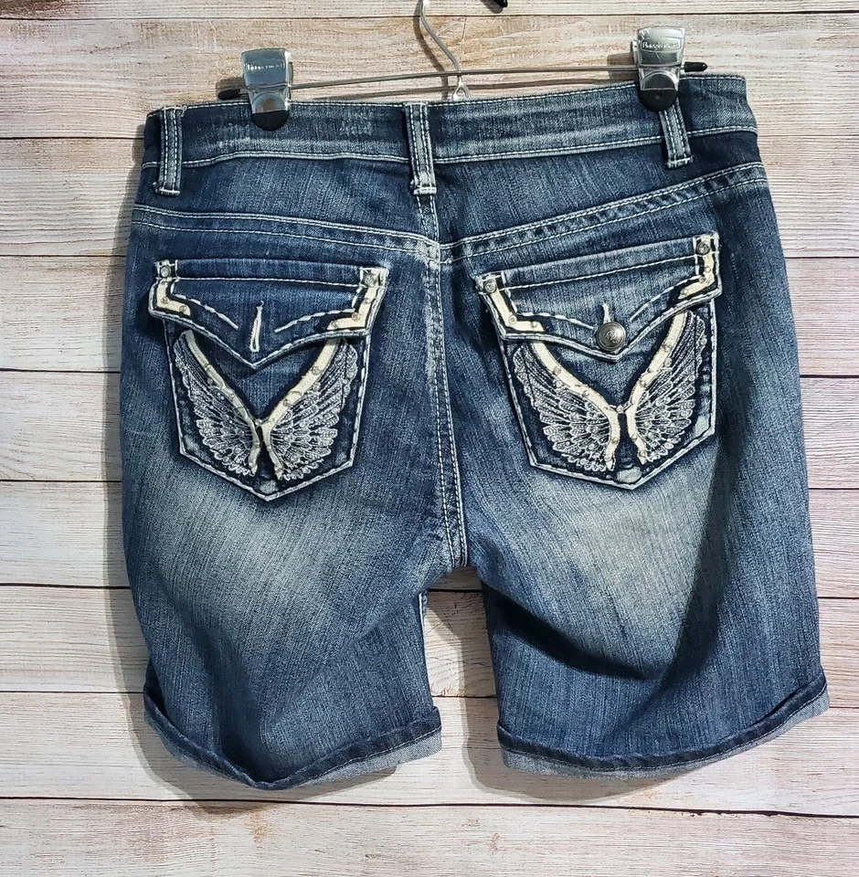 Pantalones Cortos de Fin de Semana New Direction Talla 10 Denim Puños Bordados Bolsillos con Solapa Foto 2 de 3