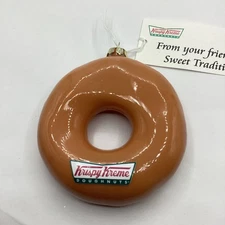 Krispy Kreme Doughnuts Original Glazed Christmas Tree Ornament Ceramic 3.5” RARE