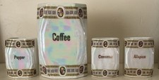 Vtg German Lusterware Canister Spice Jar Lot 4pc Coffee Art Deco Germany NO LIDS