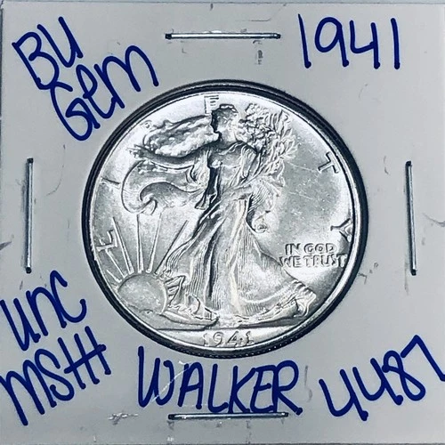 1941 BU UNCIRCULATED LIBERTY WALKING SILVER HALF DOLLAR AUTHENTIC U.S. MINT 4487