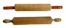 2 Vintage Farm House Wooden Rolling Pin s Original Handles 13"  15" Small Sizes